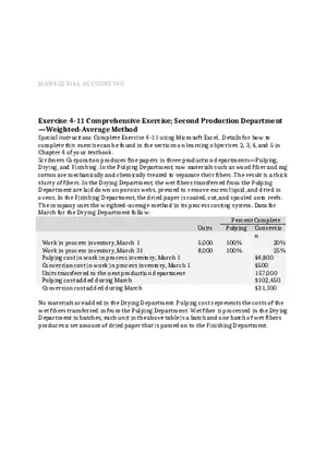 Assignment Second Production Department