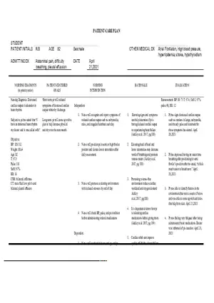 Care Plan Decreased Cardiac Ouput
