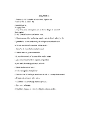 Competitive Markets and Firm Behavior - Key Concepts in Microeconomics