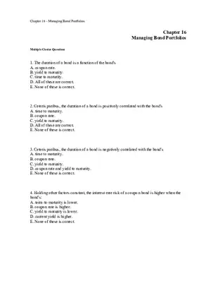 Managing Bond Portfolios Assignment 1