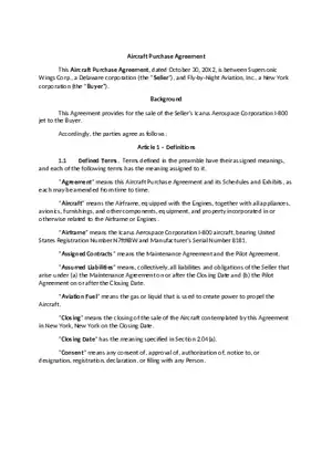 Aircraft Purchase Agreement
