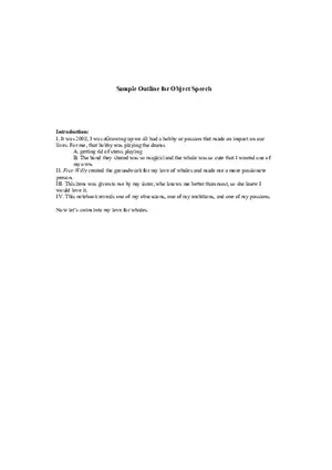 Sample Outline for Object Speech