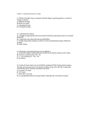 Operating and Financial Leverage Assignment Part 2