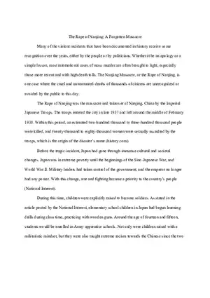 The Nanjing Massacre Paper