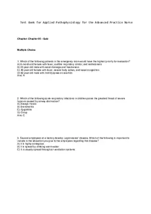 Test Bank for Applied Pathophysiology for the Advanced Practice Nurse