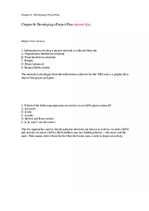 Chapter 06 - Developing a Project Plan Answer Key 1