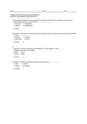 Chapter 3 Clinical Assessment and Diagnosis Part 1