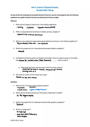 Unit 5: Lesson 5 (Special Senses) Guided Note-Taking