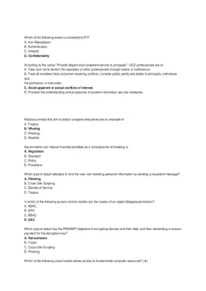 Cybersecurity Principles and Networking Fundamentals (Answer Key) Part 2