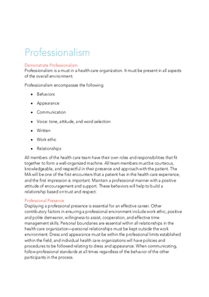 Demonstrate Professionalism