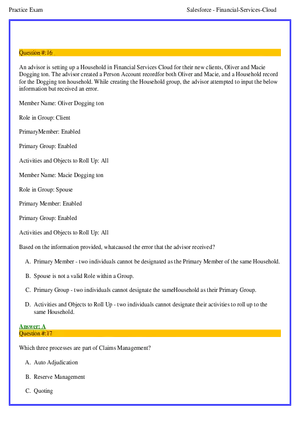 Salesforce Financial Services Cloud Exam Answers 2