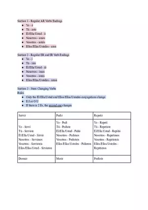 Spanish Verb Conjugation Endings