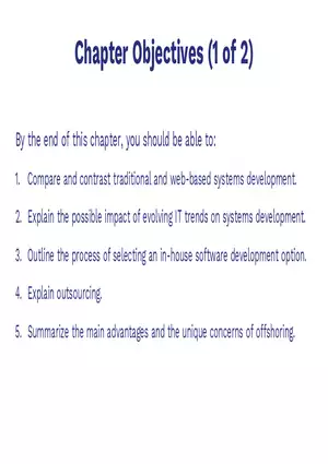 Chapter Objectives Systems Development and IT Trends
