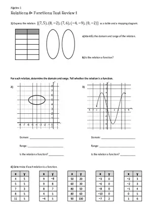 Relations and Functions Test Review 1
