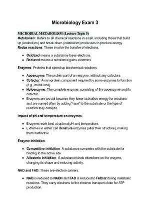 Microbial Metabolism Lecture 5