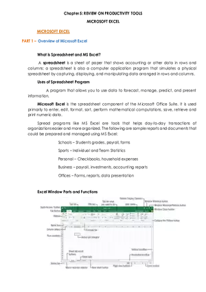 Review of Productivity Tools Microsoft Excel