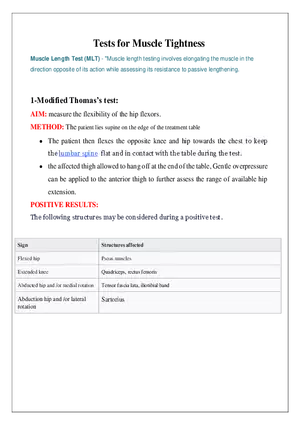 Tests for Muscle Tightness