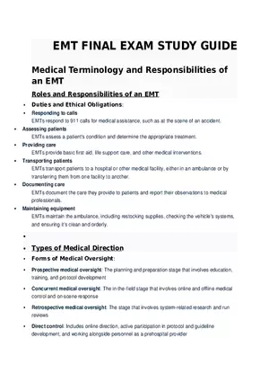 Medical Terminology and Responsibilities of an EMT