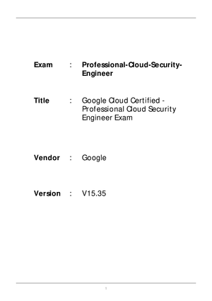 Google Cloud Certified - Professional Cloud Security Engineer Exam