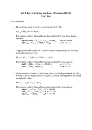 Unit 3: Energy Changes and Rates of Reaction