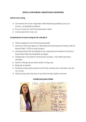 Critical Care Nursing Hemodynamic Monitoring