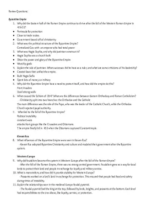 Byzantine Empire Questions