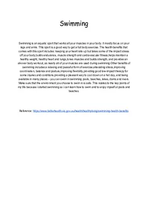 Swimming - Short Essay