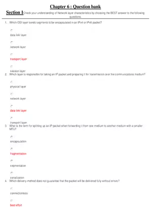 Network Layer Characteristics Question Bank