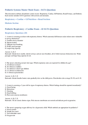 Pediatric Systems Master Mock Exam – SATA Questions