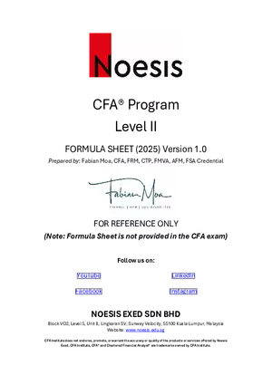 CFA Level II Formula Sheet 2025 by Fabian Moa