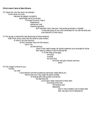 Christ Jesus Came to Save Sinners