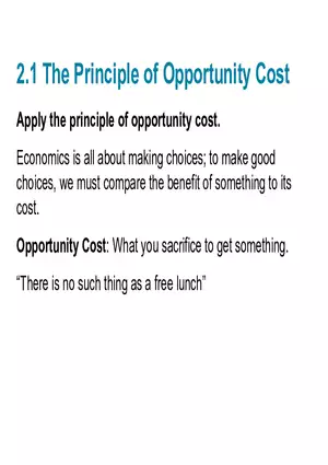 The Principle of Opportunity Cost Lecture