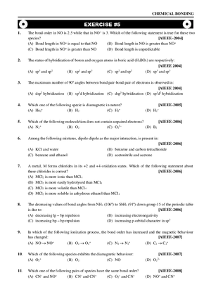 Chemical Bonding Exercise 5