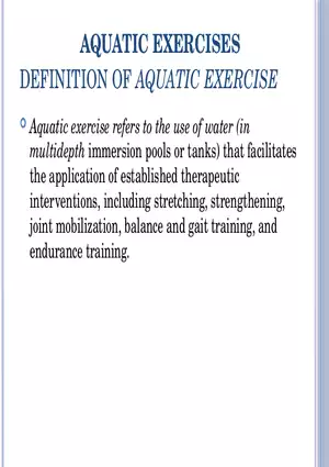Aquatic Exercises Lecture Part 1