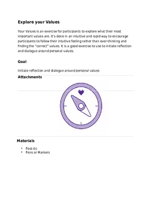 Exploring Personal Values Reflection and Dialogue Exercise