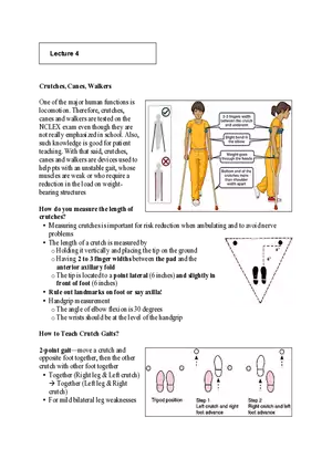 Nursing Exam Review Lecture 4 Crutches Canes Walkers