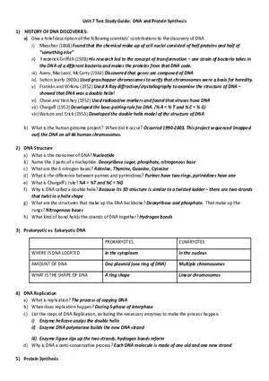 DNA and Protein Synthesis - History of DNA