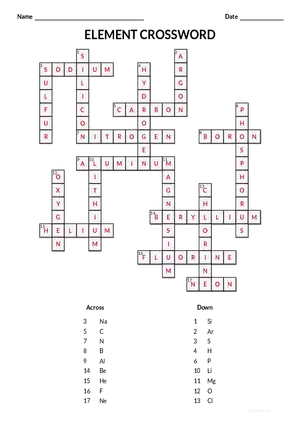 Element Crossword Solved