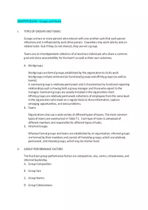 Groups and Teams Types and Characteristics