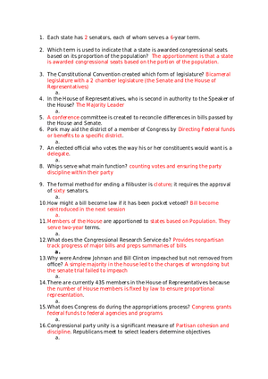 Structure and Functions of the U.S. Congress