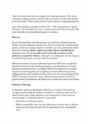 Vehicle Safety Braking and Mirror Use