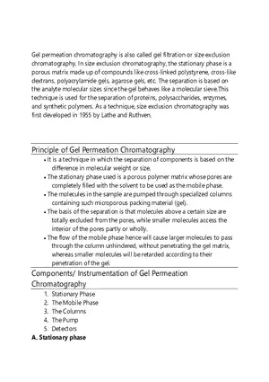 Principle of Gel Permeation Chromatography