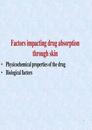 Factors Impacting Drug Absorption Through Skin