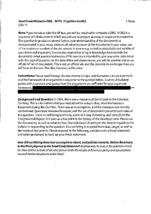 Sand Creek Massacre DBQ 2021