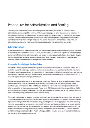 Procedures for Administration and Scoring