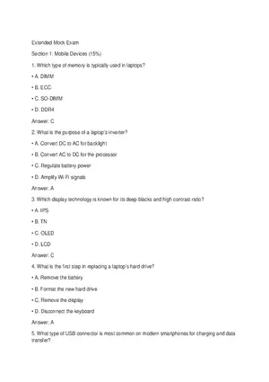 Mobile Devices Exam Answers
