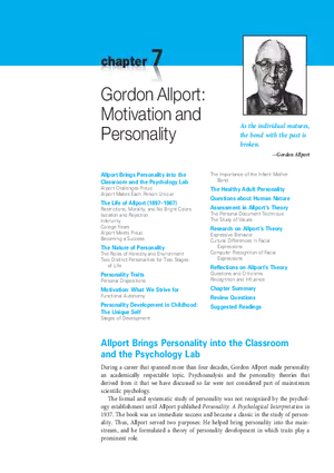 Gordon Allport Motivation and Personality