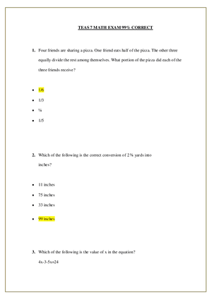 Math Exam 99% Correct