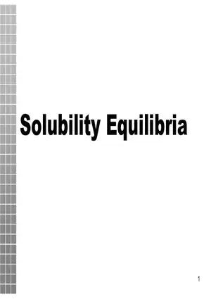 Solubility Equilibria Lecture