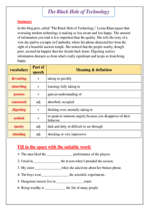 The Black Hole of Technology Summary
